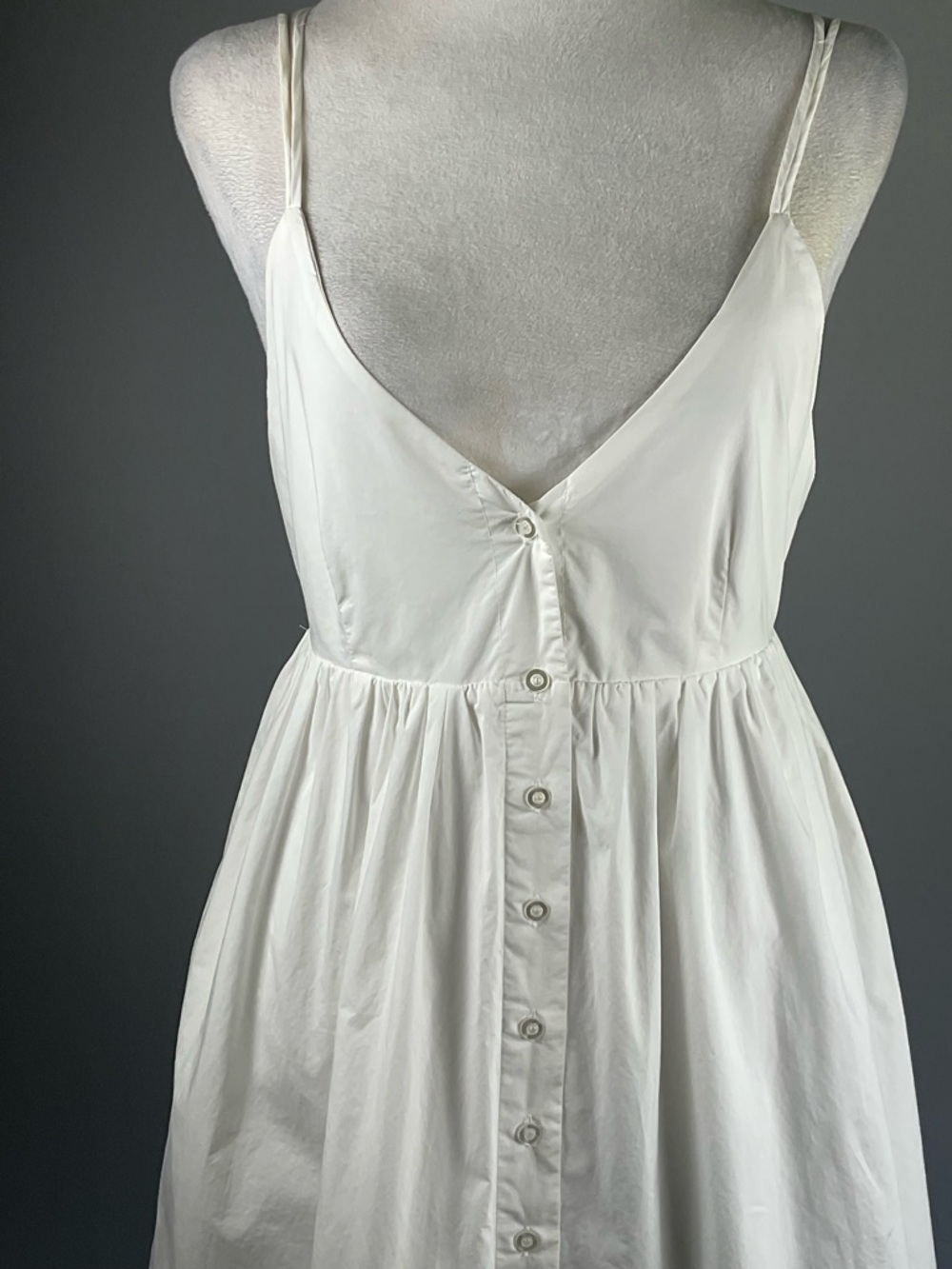 Scandi Minimalist White Cotton Mini Dress GESTUZ Resort Babydoll Pockets - Picture 10 of 16